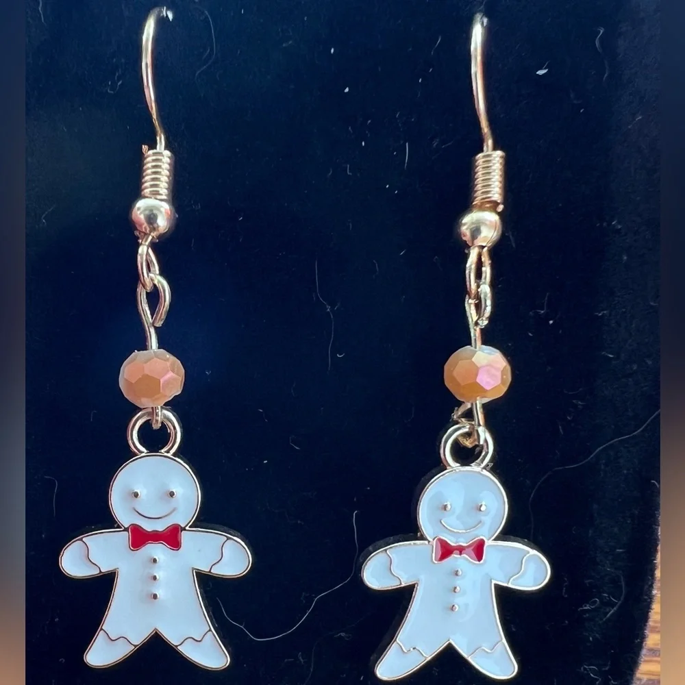 Handmade Gingerbread Man Earrings - Picture 4 of 9